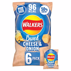 Walkers Baked Cheese & Onion Multipack Crisps 6x22g