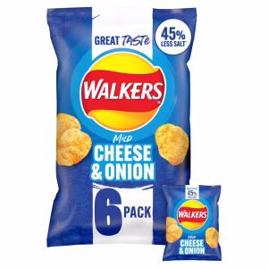 Walkers Mild Cheese & Onion Less Salt Multipack Crisps 6x25g