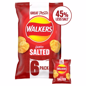 Walkers Lightly Salted Less Salt Multipack Crisps 6x25g